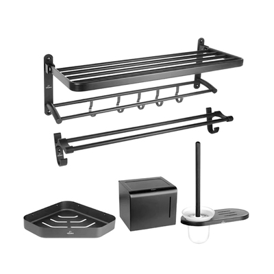 潜水艇淋浴房太空铝毛巾架卫浴置物架卫生间浴室壁挂件黑色浴巾架