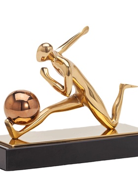 轻奢现代铜制铜运动人物创意摆件