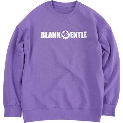 BlankGentle熊熊印花紫色圆领卫衣大码男生清新休闲380g重磅棉大