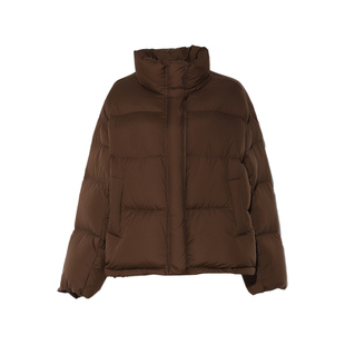 DPLAY【90白鸭绒】年冬季新款休闲褐色拉链短款羽绒服外套女