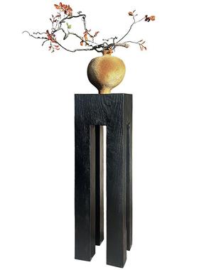 造景底座柱子玄关木雕寂风民宿