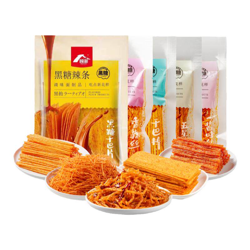 顾湘黑糖辣条干巴棒香辣丝甜辣8090后儿时怀旧酱味麻辣金丝条休闲