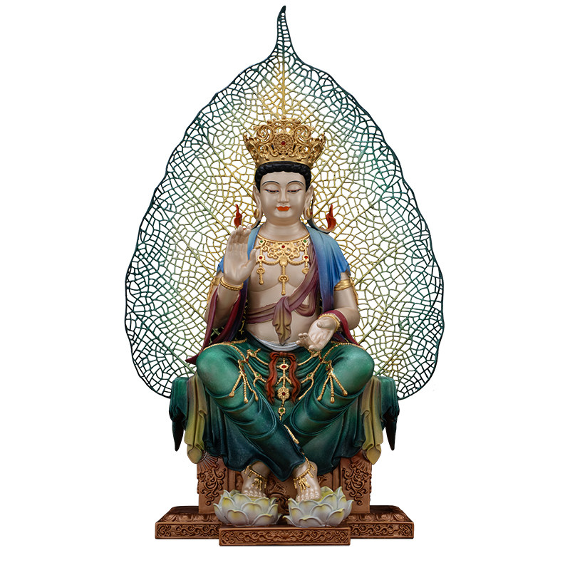 铜彩一叶天冠未来佛供奉摆件
