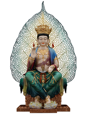 铜彩一叶天冠未来佛供奉摆件