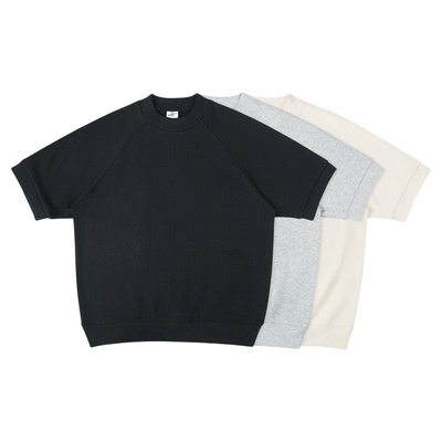 半高领复古卫衣插肩袖短袖T