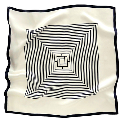 礼诚时髦黑白条纹100%真丝丝巾