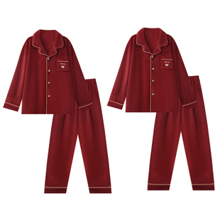 芬腾可安睡衣结婚新婚情侣套装红色冬季珊瑚绒加厚口袋情侣装男女