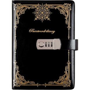 复古创意密码本A5加厚带锁笔记本简约学生记事本旅行少女手账送朋友日记本书写本子文艺青年送礼刻名字伴手礼