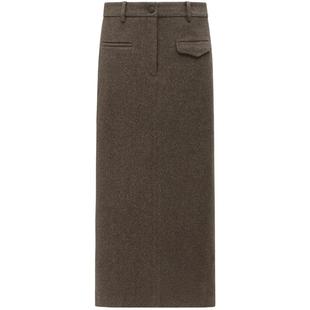 COCOBELLA设计感高腰通勤OL遮胯半身裙西装裙过膝毛呢长裙HS613-2