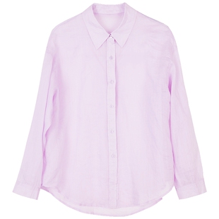 Lavinia朦胧感舒适衬衫女夏新款100%苎麻时尚薄衬衣上衣