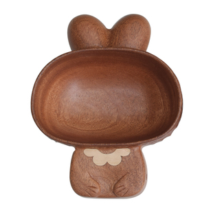 酿秋可爱兔子木碗日式儿童家用手工水果沙拉坚果零食小兔兔碗ins