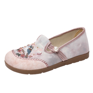 新款老北京布鞋女单鞋民族风汉服鞋软底刺绣休闲鞋一脚蹬妈妈鞋春