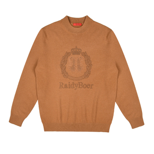 雷迪波尔毛衣男装2023秋冬新款潮流双头鹰刺绣半高领纯羊毛针织衫