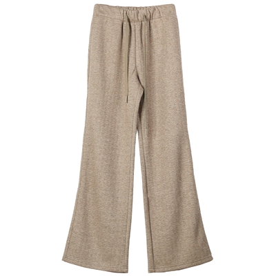 布景休闲裤女春季新品简约松紧腰设计厚款裤子长裤1718