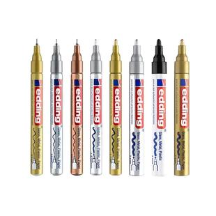 德国edding油漆笔工业耐高温补漆笔补色改色轮胎金属石头玻璃0.8/2MM标记涂鸦签名油性防水不掉防酒精记号笔