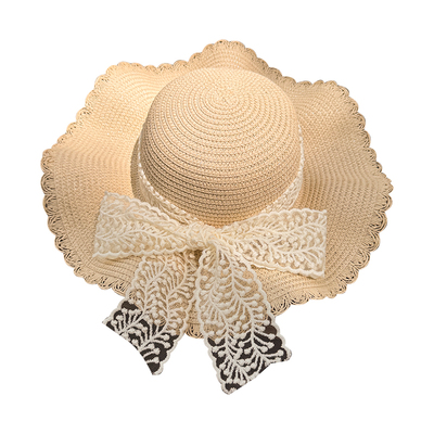 波浪边蕾丝草帽女夏天海边沙滩