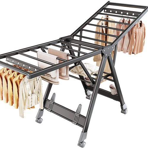 佳帮手铝合金折叠晾衣架阳台家用室内外落地晾衣杆挂衣晒被子神器