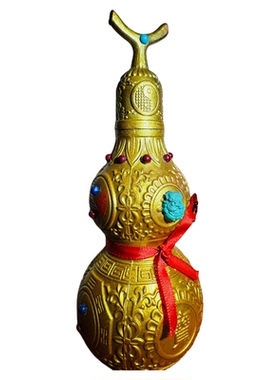 小张喜珠福宝【一对一定制】铜葫芦镶嵌绿松玛瑙开口家庭公司摆件