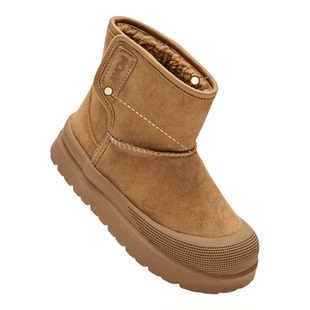 pony童鞋儿童加绒靴子高帮魔术贴棉鞋男女童雪地靴暖冬舒适保暖