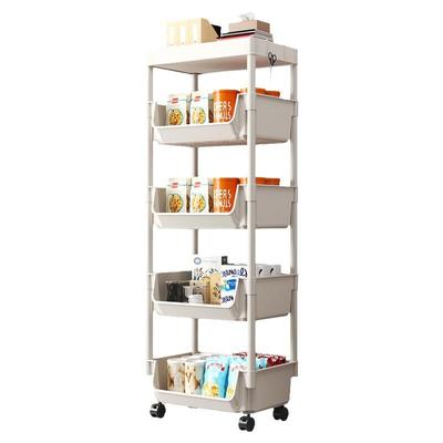 厨房置物架落地多层可移动小推车家用多功能收纳架零食玩具储物柜