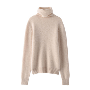 清河纯堆堆领羊绒衫女秋冬季加厚保暖套头毛衣宽松显瘦针织打底衫