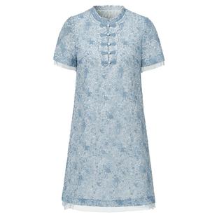 [蝶语生花系列]VGRASS网纱重工刺绣新中式连衣裙秋季新款裙装