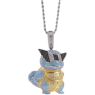 满钻卡通杰尼龟古巴项链吊坠