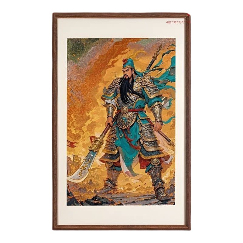 刺绣唐卡关公武财神客厅装饰画