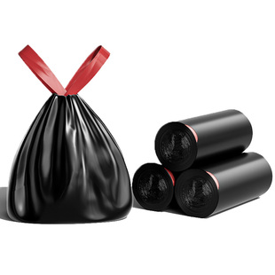 加厚拉垃圾袋抽绳免撕家用手提式厨房宿舍用学生特厚黑色塑料袋子