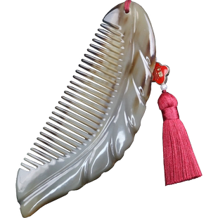 古宣正品天然牦牛角梳子女士礼物送老婆七夕节礼物定制刻字礼盒装