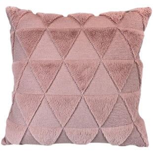 北欧ins几何三角形波浪毛绒抱枕套卧室客厅沙发样板房方靠垫含芯
