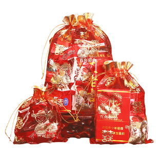 婚礼喜糖袋纱袋结婚网红ins风瓜子花生抽绳网纱婚庆糖果喜礼糖盒