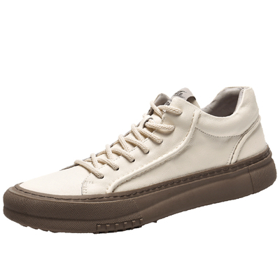 低帮休闲板鞋潮牌真皮厚底小白鞋