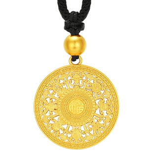 潮宏基 传家宝八宝罗盘黄金吊坠足金项链转运串珠古法八吉祥 计价
