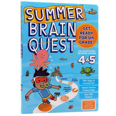 进口英文原版正版 Summer Brain Quest:Between Grades 4 & 5 大脑任务 四年级至五年级暑期练习册 美国学前练习