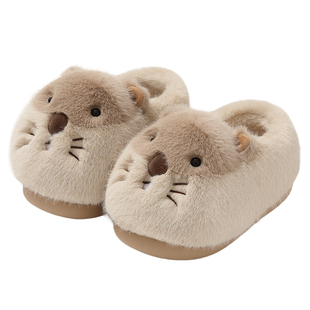 棉拖鞋女士冬季包跟外穿2025新款室内家居厚底防滑保暖毛绒棉鞋女