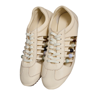 Le' Murmure 意式建筑美学灵感 手工串珠设计 镂空平底德训鞋 女