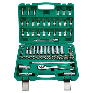 61件汽修机修棘轮中飞快速套装3/8接口10mm套筒旋具花键批头
