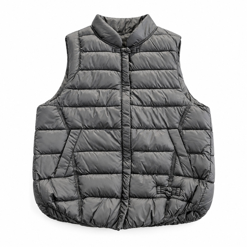新中式盘扣立领保暖马甲女装秋冬