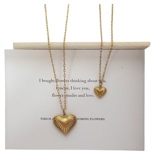 734可洗澡钛钢芭比同款吊坠爱心镂空锁骨链毛衣项链轻奢