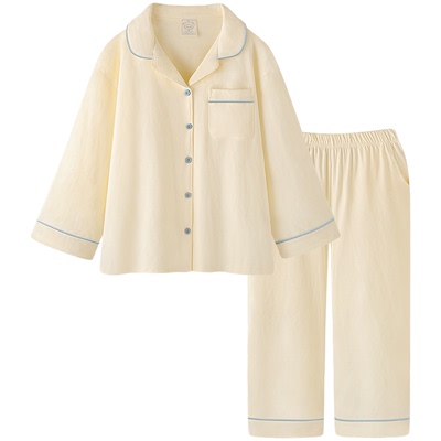 pinksea情侣睡衣春秋纯棉家居服