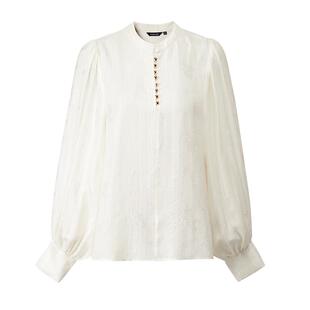 颜域简约通勤衬衣2026年新款女夏装气质小衫时尚上衣长袖立领衬衫