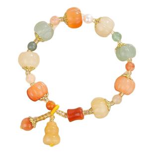 杭州灵隐官方金丝玉南瓜手串招财手链多宝南瓜手串平安健康招桃花