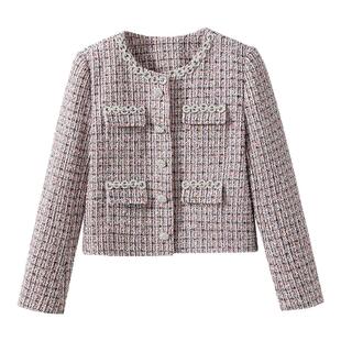 【一眼奢贵】定制粗花呢面料 小香风四口袋猎装夹克+百褶半裙套装