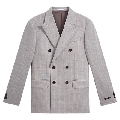 ZIOZIA夏季羊毛弹性面料男士双排扣商务正装西服ZSB12302M