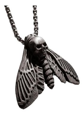 汉尼拔骷髅飞蛾吊坠项链暗黑风