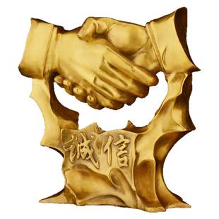 诚信握手纯铜家居装饰办公室摆件礼品