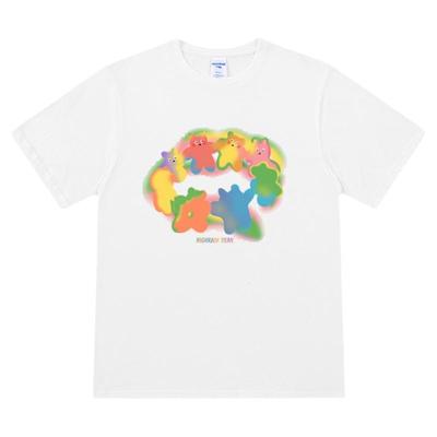 夏季新款彩虹熊短袖体恤