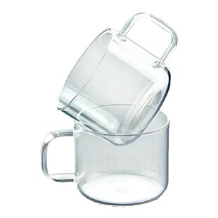 耐高温小把杯55直口茶杯彩色把手透明水杯酒店家用玻璃杯六只装