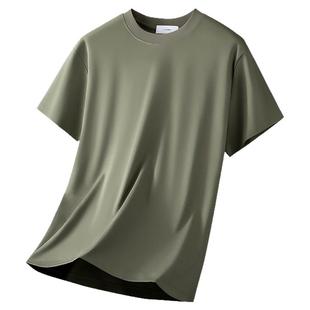 液氨棉80S冰丝短袖T恤男夏季薄2025新款高级感5A抗菌纯棉宽松速干